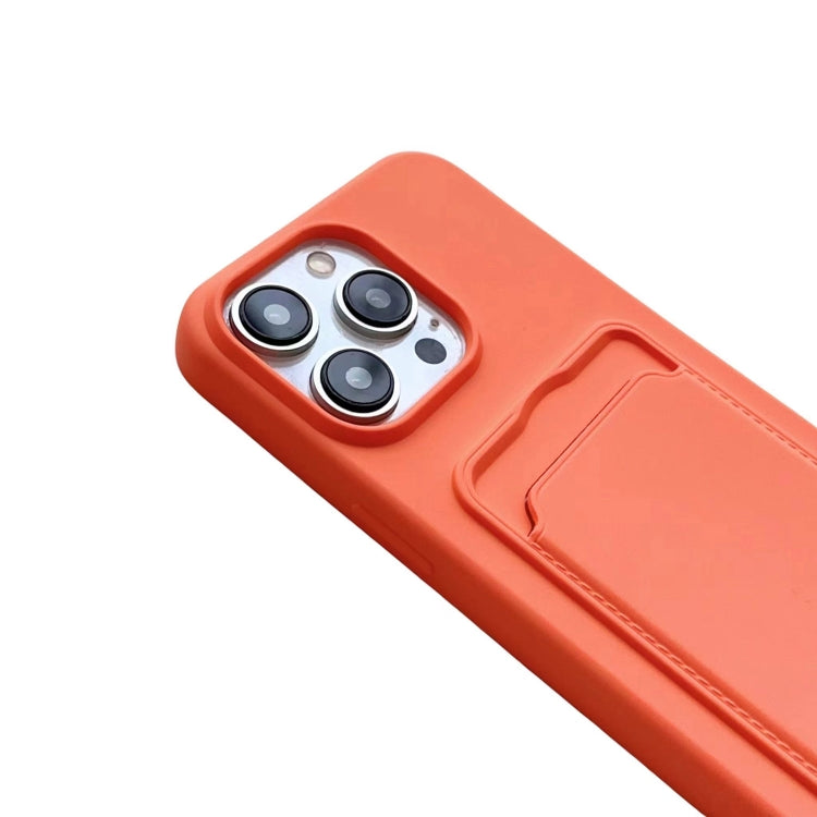 Card Slot Liquid Silicone Phone Case with Lanyard, For iPhone 15 Pro