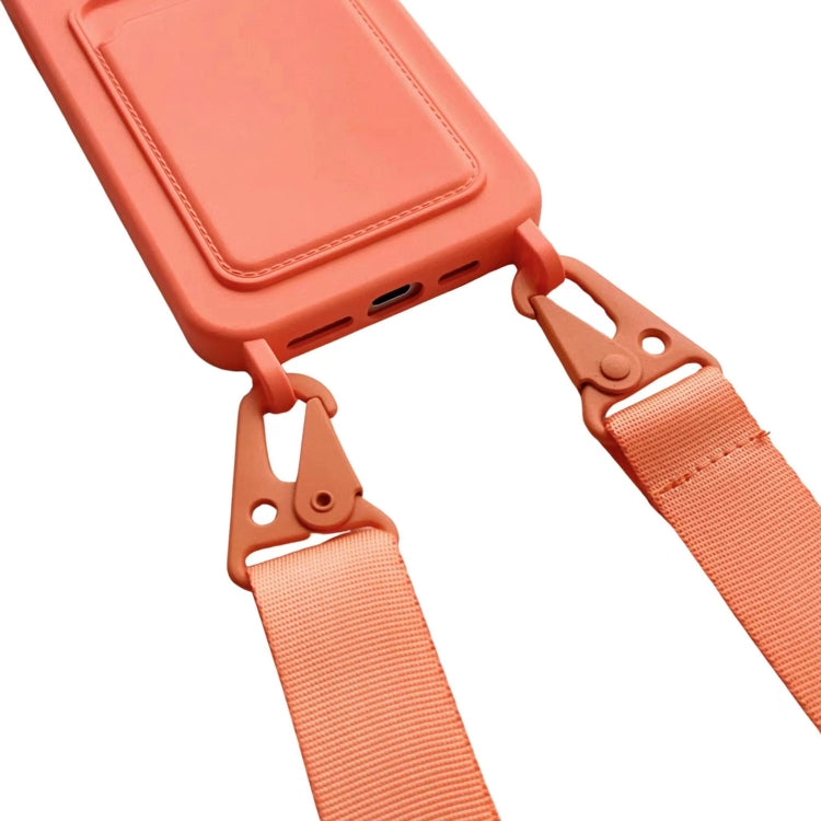 Card Slot Liquid Silicone Phone Case with Lanyard, For iPhone 16 Pro Max