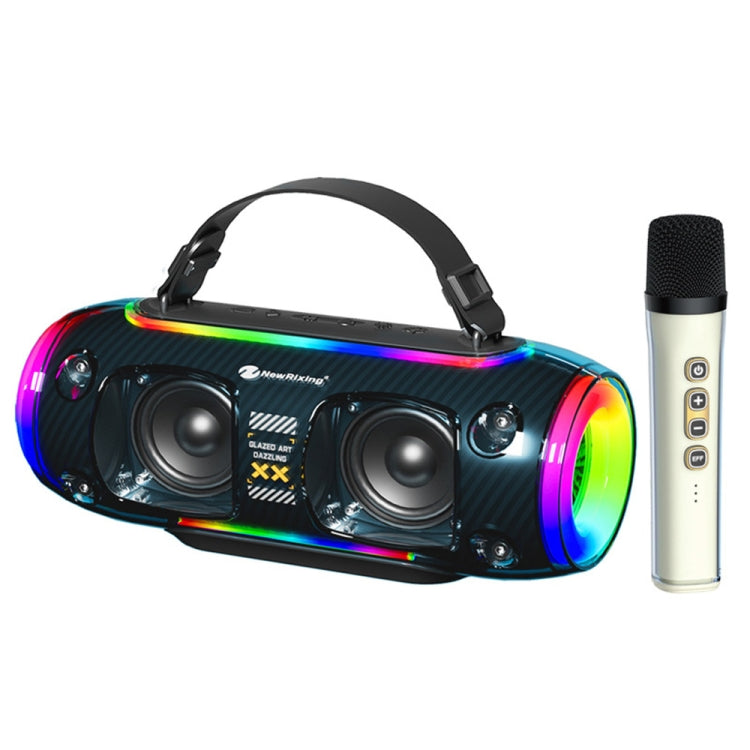 New Rixing NR8806 Portable Outdoor Wireless Bluetooth Speaker RGB Colorful Subwoofer, Single Mic, Dual Mic, Without Mic