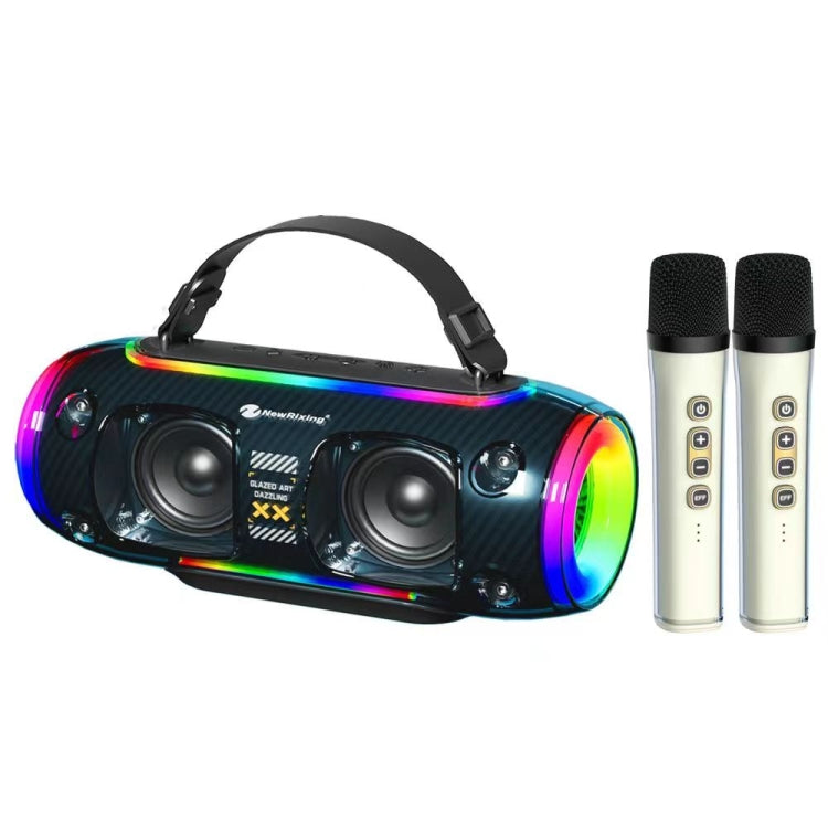 New Rixing NR8806 Portable Outdoor Wireless Bluetooth Speaker RGB Colorful Subwoofer, Single Mic, Dual Mic, Without Mic
