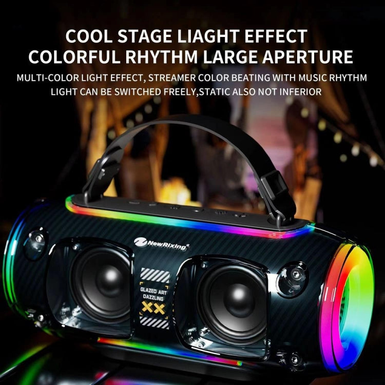 New Rixing NR8806 Portable Outdoor Wireless Bluetooth Speaker RGB Colorful Subwoofer, Single Mic, Dual Mic, Without Mic