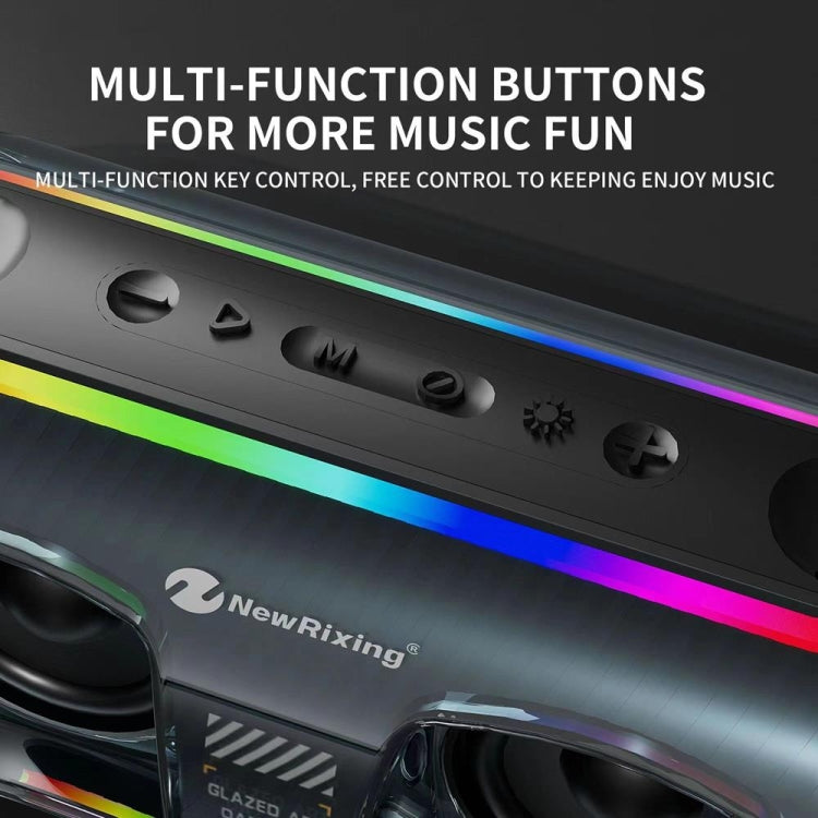 New Rixing NR8806 Portable Outdoor Wireless Bluetooth Speaker RGB Colorful Subwoofer, Single Mic, Dual Mic, Without Mic