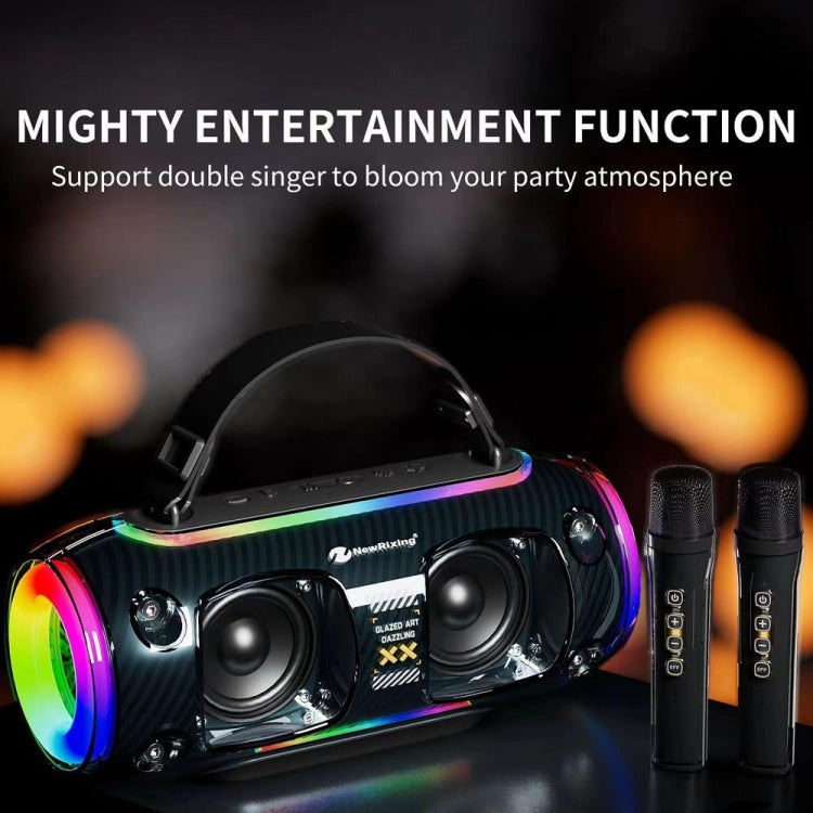 New Rixing NR8806 Portable Outdoor Wireless Bluetooth Speaker RGB Colorful Subwoofer, Single Mic, Dual Mic, Without Mic