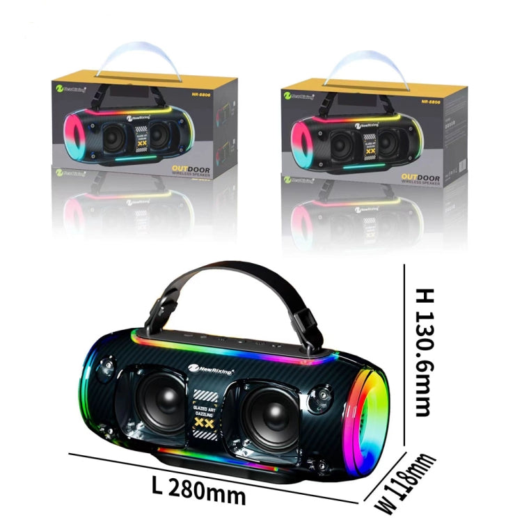 New Rixing NR8806 Portable Outdoor Wireless Bluetooth Speaker RGB Colorful Subwoofer, Single Mic, Dual Mic, Without Mic