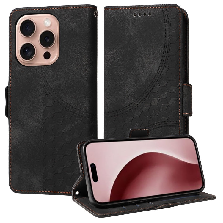 Embossed Rhombus Starry Leather Phone Case, For iPhone SE 2024, For iPhone 16 Pro Max, For iPhone 16 Pro, For iPhone 16 Plus