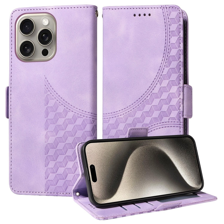 Embossed Rhombus Starry Leather Phone Case, For iPhone 16, For iPhone 15 Pro Max, For iPhone 15 Pro, For iPhone 15 Plus