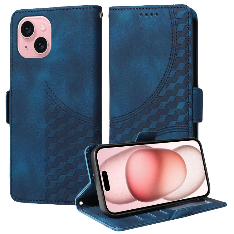 Embossed Rhombus Starry Leather Phone Case, For iPhone 16, For iPhone 15 Pro Max, For iPhone 15 Pro, For iPhone 15 Plus