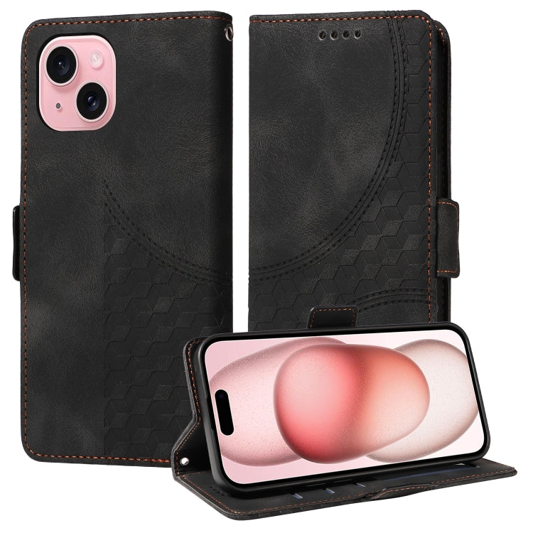 Embossed Rhombus Starry Leather Phone Case, For iPhone 16, For iPhone 15 Pro Max, For iPhone 15 Pro, For iPhone 15 Plus