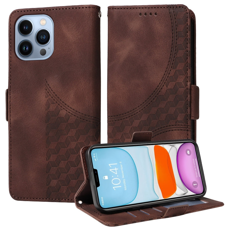 Embossed Rhombus Starry Leather Phone Case, For iPhone 12 Pro Max, For iPhone 12 / 12 Pro, For iPhone 11 Pro Max, For iPhone 11