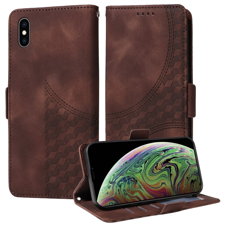 Embossed Rhombus Starry Leather Phone Case, For iPhone XR, For iPhone XS Max, For iPhone 7 Plus / 8 Plus