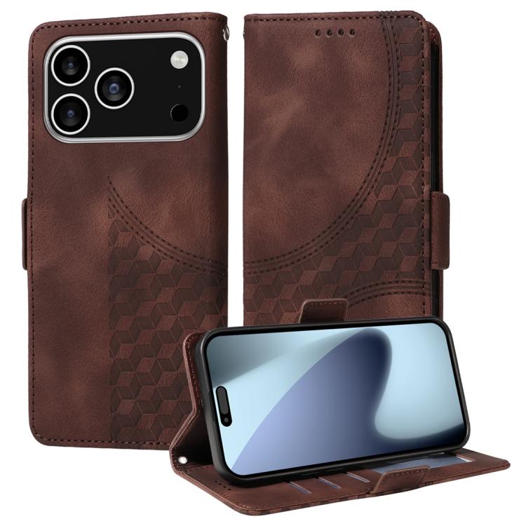 Embossed Rhombus Starry Leather Phone Case, For iPhone 17 Pro Max, For iPhone 17 Pro, For iPhone 17, For iPhone 17 Air