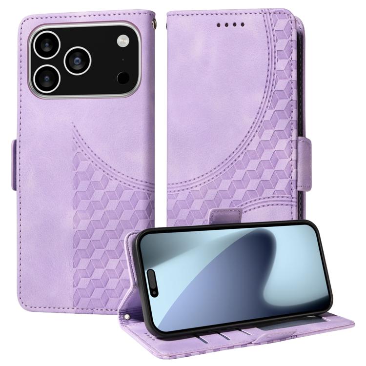 Embossed Rhombus Starry Leather Phone Case, For iPhone 17 Pro Max, For iPhone 17 Pro, For iPhone 17, For iPhone 17 Air