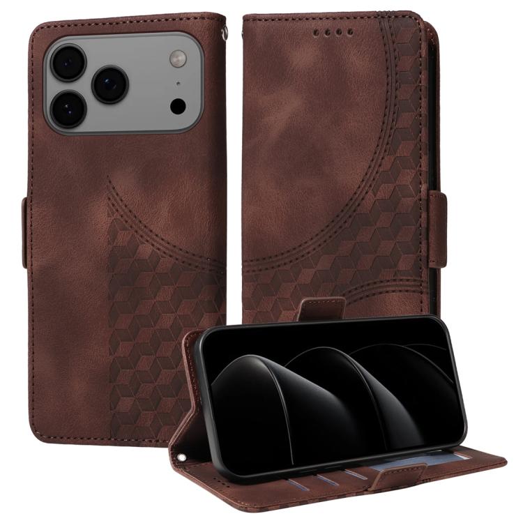 Embossed Rhombus Starry Leather Phone Case, For iPhone 17 Pro Max, For iPhone 17 Pro, For iPhone 17, For iPhone 17 Air