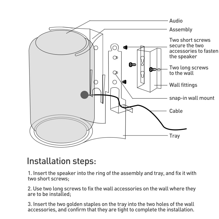 Wireless Bluetooth Speaker Hidden Wall Mounting Bracket, For HomePod 2