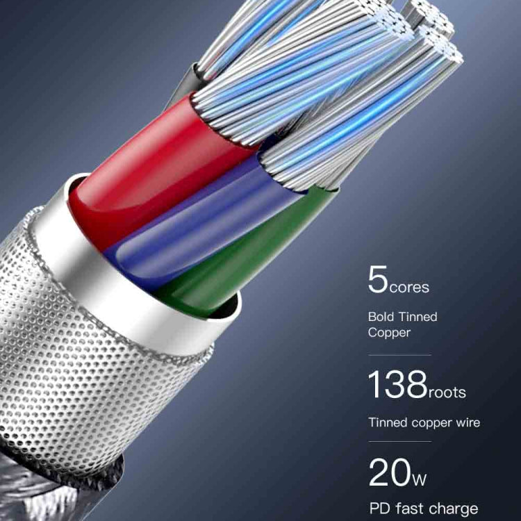 TOTU CB-5-3 3 in 1 17.5W USB to 8 Pin+Micro USB+USB-C/Type-C Multifunctional Data Cable, Length: 1.2m, CB-5-3