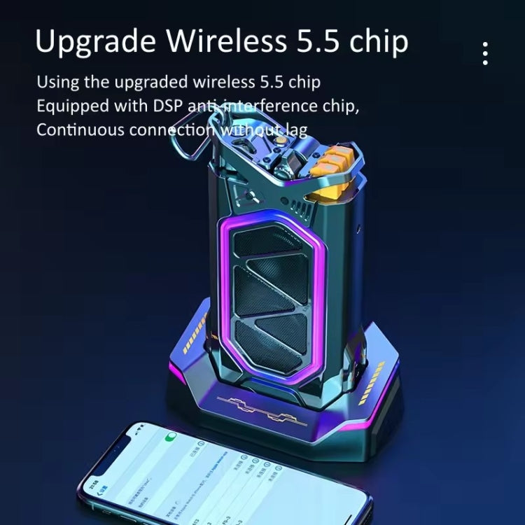 GQ-18 RGB Colorful Mech Mechanical Waterproof Wireless Bluetooth Desktop Subwoofer, with Dual Mic, Without Mic