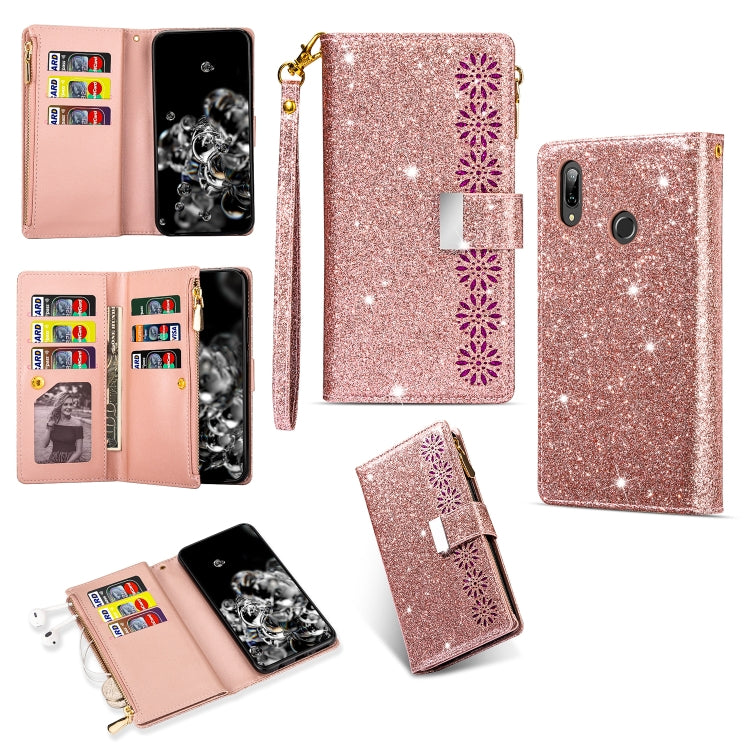 Multi-card Slots Starry Sky Laser Carving Glitter Zipper Horizontal Flip Leather Case with Holder & Wallet & Lanyard, For Samsung Galaxy A20e /  A10e, For Samsung Galaxy A40, For Samsung Galaxy M40 / A60, For Samsung Galaxy A6 (2018)