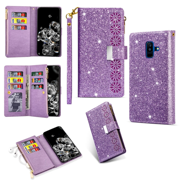 Multi-card Slots Starry Sky Laser Carving Glitter Zipper Horizontal Flip Leather Case with Holder & Wallet & Lanyard, For Samsung Galaxy A20e /  A10e, For Samsung Galaxy A40, For Samsung Galaxy M40 / A60, For Samsung Galaxy A6 (2018)