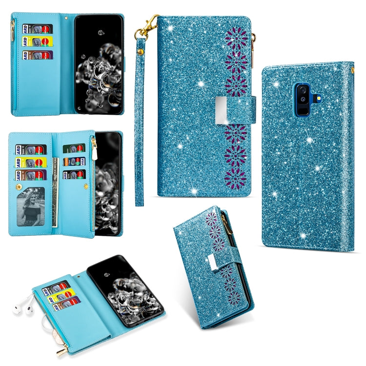 Multi-card Slots Starry Sky Laser Carving Glitter Zipper Horizontal Flip Leather Case with Holder & Wallet & Lanyard, For Samsung Galaxy A20e /  A10e, For Samsung Galaxy A40, For Samsung Galaxy M40 / A60, For Samsung Galaxy A6 (2018)