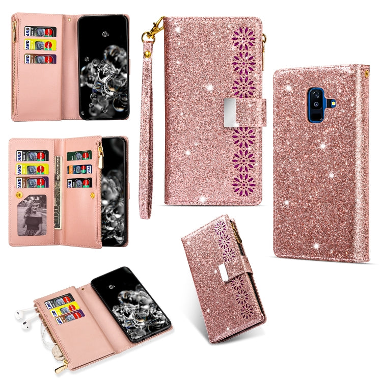 Multi-card Slots Starry Sky Laser Carving Glitter Zipper Horizontal Flip Leather Case with Holder & Wallet & Lanyard, For Samsung Galaxy A20e /  A10e, For Samsung Galaxy A40, For Samsung Galaxy M40 / A60, For Samsung Galaxy A6 (2018)