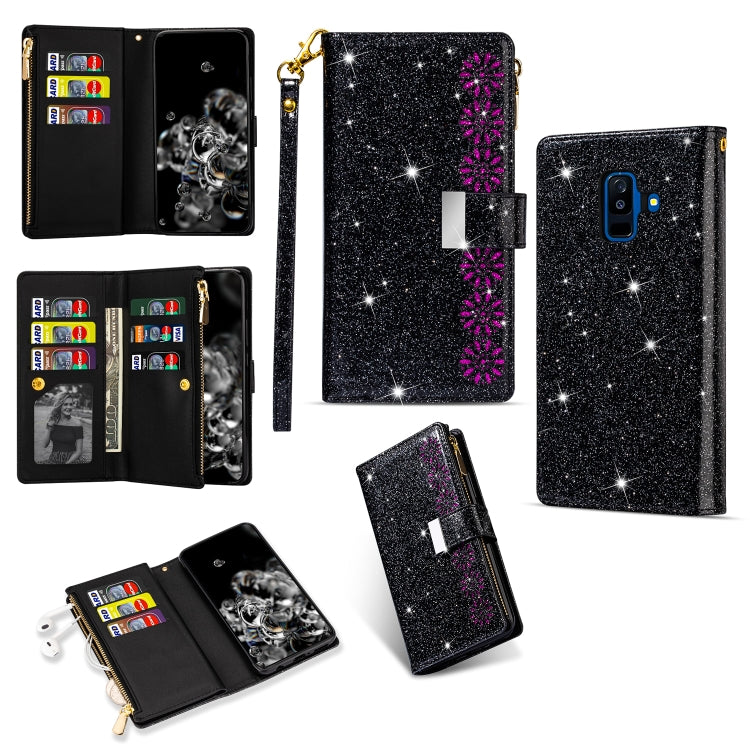 Multi-card Slots Starry Sky Laser Carving Glitter Zipper Horizontal Flip Leather Case with Holder & Wallet & Lanyard, For Samsung Galaxy A20e /  A10e, For Samsung Galaxy A40, For Samsung Galaxy M40 / A60, For Samsung Galaxy A6 (2018)