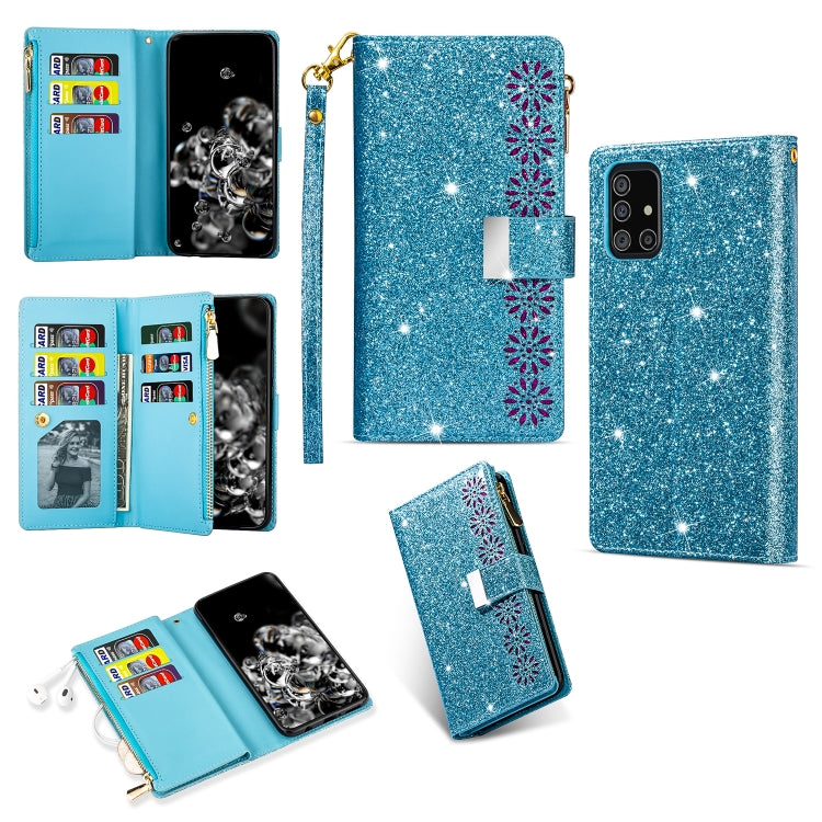 Multi-card Slots Starry Sky Laser Carving Glitter Zipper Horizontal Flip Leather Case with Holder & Wallet & Lanyard, For Samsung Galaxy A71, For Samsung Galaxy A51, For Samsung Galaxy A81 / Note 10 Lite / M60s, For Samsung Galaxy A91 / S10 Lite / M80s
