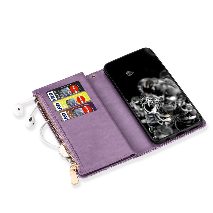 Multi-card Slots Starry Sky Laser Carving Glitter Zipper Horizontal Flip Leather Case with Holder & Wallet & Lanyard, For Samsung Galaxy J6 (2018), For Samsung Galaxy M10 / A10, For Samsung Galaxy Note 8, For Samsung Galaxy Note9