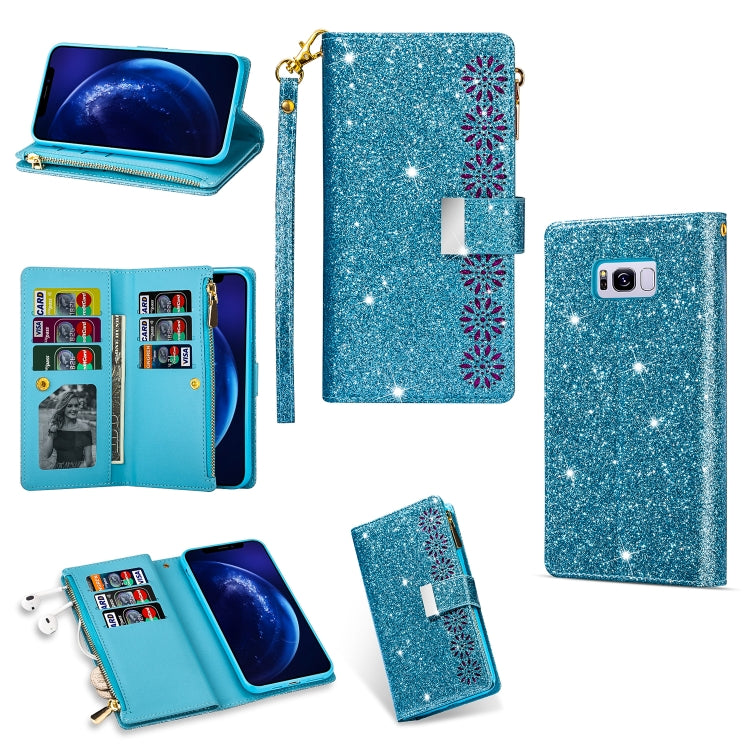 Multi-card Slots Starry Sky Laser Carving Glitter Zipper Horizontal Flip Leather Case with Holder & Wallet & Lanyard, For Samsung Galaxy Note10, For Samsung Galaxy Note10+, For Samsung Galaxy S8, For Samsung Galaxy S8+