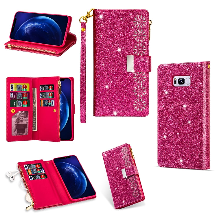 Multi-card Slots Starry Sky Laser Carving Glitter Zipper Horizontal Flip Leather Case with Holder & Wallet & Lanyard, For Samsung Galaxy Note10, For Samsung Galaxy Note10+, For Samsung Galaxy S8, For Samsung Galaxy S8+