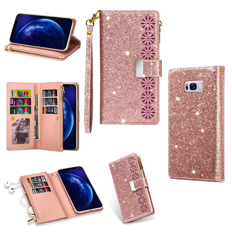 Multi-card Slots Starry Sky Laser Carving Glitter Zipper Horizontal Flip Leather Case with Holder & Wallet & Lanyard, For Samsung Galaxy Note10, For Samsung Galaxy Note10+, For Samsung Galaxy S8, For Samsung Galaxy S8+