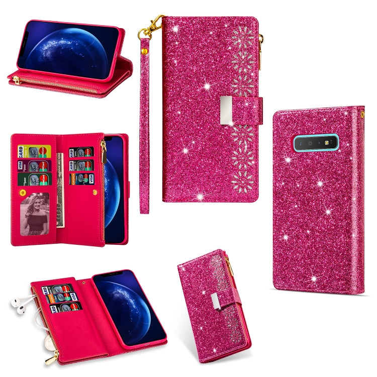 Multi-card Slots Starry Sky Laser Carving Glitter Zipper Horizontal Flip Leather Case with Holder & Wallet & Lanyard, For Samsung Galaxy S10e, For Samsung Galaxy S10+, For Samsung Galaxy S20, For Samsung Galaxy S20+