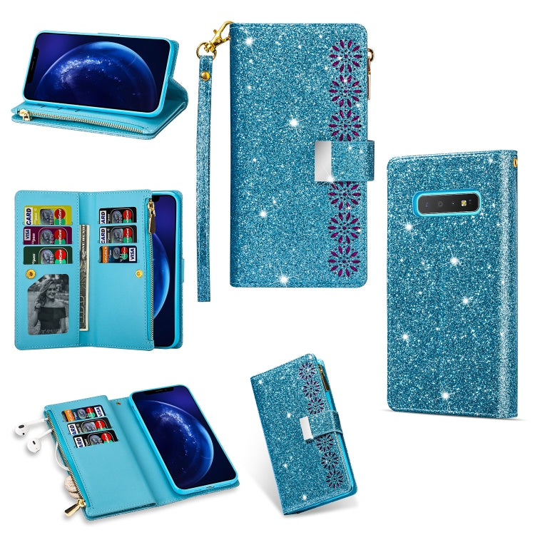 Multi-card Slots Starry Sky Laser Carving Glitter Zipper Horizontal Flip Leather Case with Holder & Wallet & Lanyard, For Samsung Galaxy S10e, For Samsung Galaxy S10+, For Samsung Galaxy S20, For Samsung Galaxy S20+