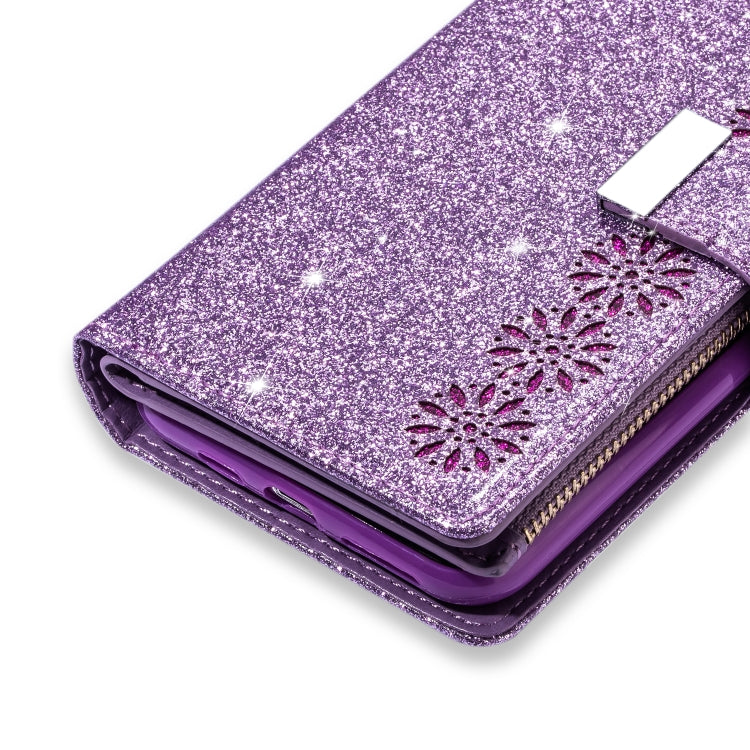 Multi-card Slots Starry Sky Laser Carving Glitter Zipper Horizontal Flip Leather Case with Holder & Wallet & Lanyard, For Samsung Galaxy S20 Ultra