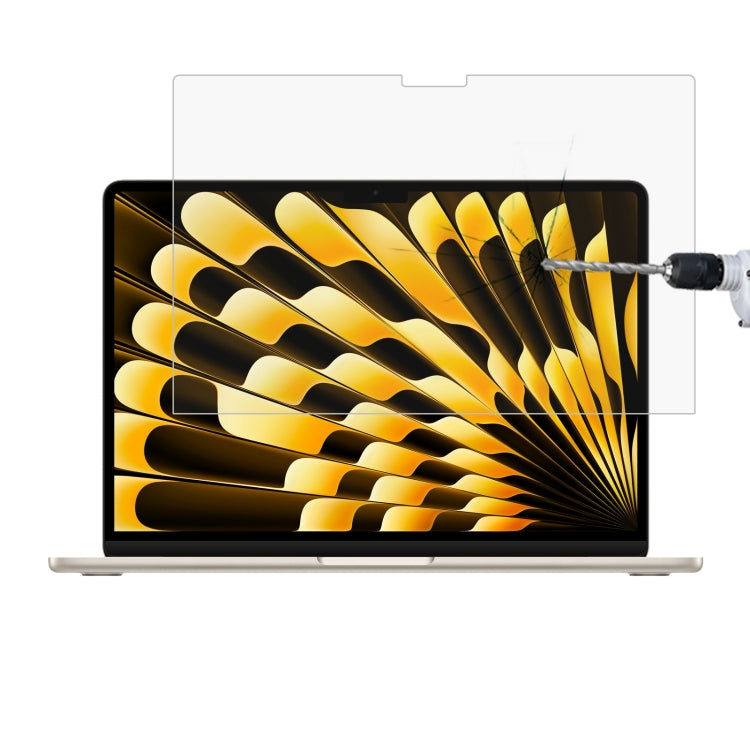 Film en verre trempé antidéflagrant 0,26 mm, dureté de surface 9H, pour MacBook Air 13,6 pouces (2023/2024/2025) et MacBook Air 15,3 pouces (2023/2024/2025).