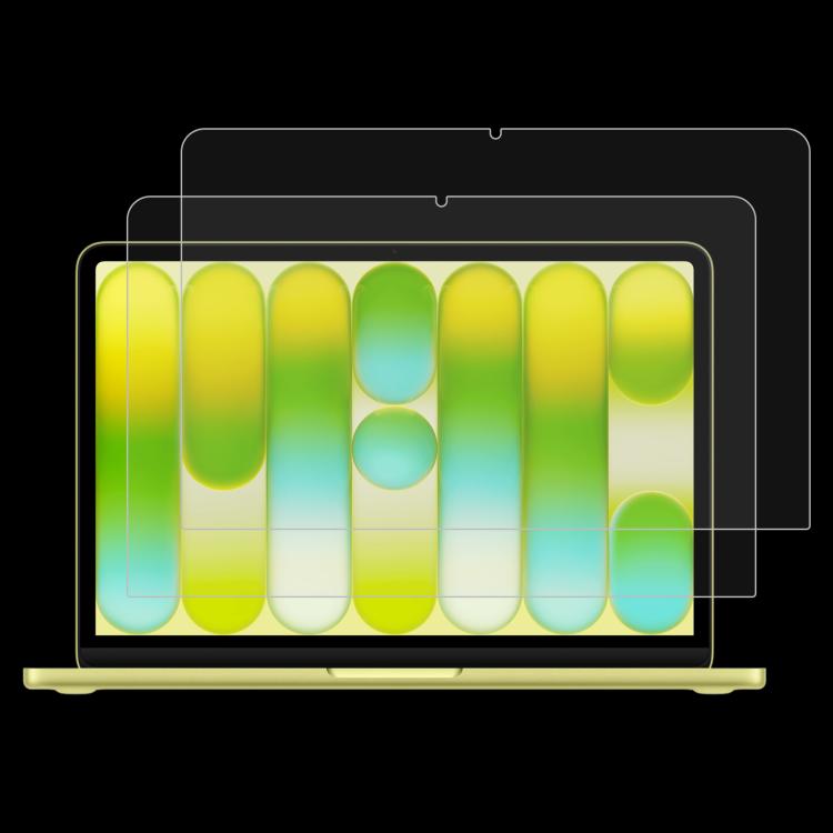 2pcs 0.26mm 9H Surface Hardness Explosion-proof Tempered Glass Film, For Macbook Air 15.3 2023/2024/2025/M5 2026, For MacBook Neo 13 inch 2026 A18 Pro A3404, For Macbook Air 13.6 2023/2024/2025