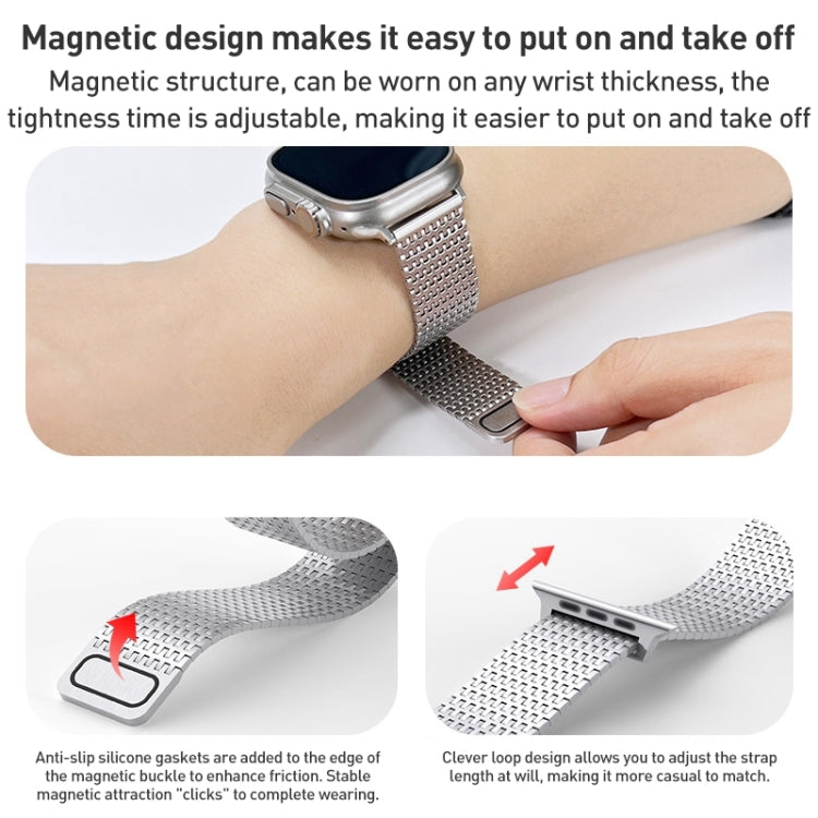 Milanese Loop Magnetic Clasp Stainless Steel Watch Band, For Apple Watch Series 8 41mm, For Apple Watch Series 8 45mm, For Apple Watch SE 2022 40mm, For Apple Watch SE 2022 44mm, For Apple Watch Series 7 41mm, For Apple Watch Series 7 45mm