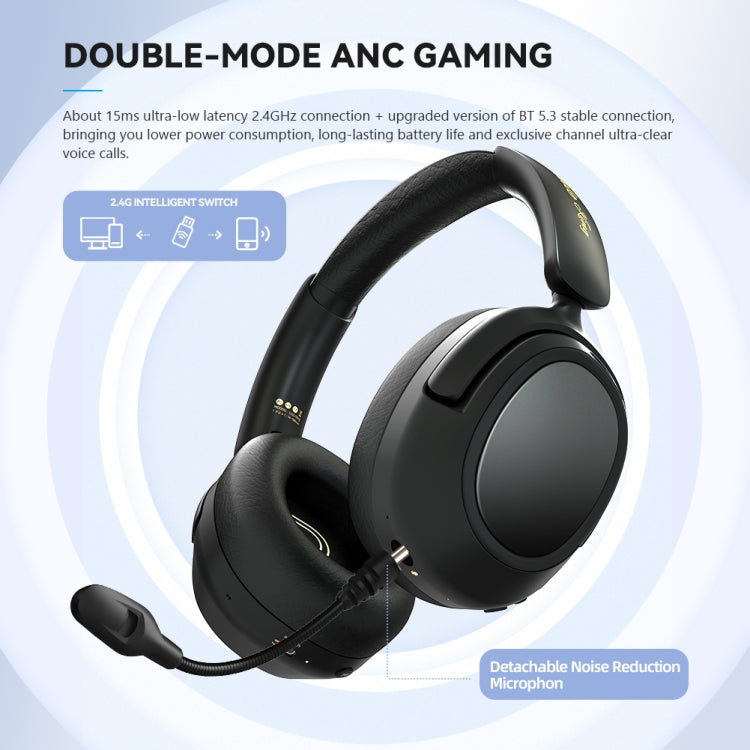 Eking ANC Noise Canceling Wireless Gaming Low Latency Headband Wireless Bluetooth Headphones, With 2.4G, Without 2.4G