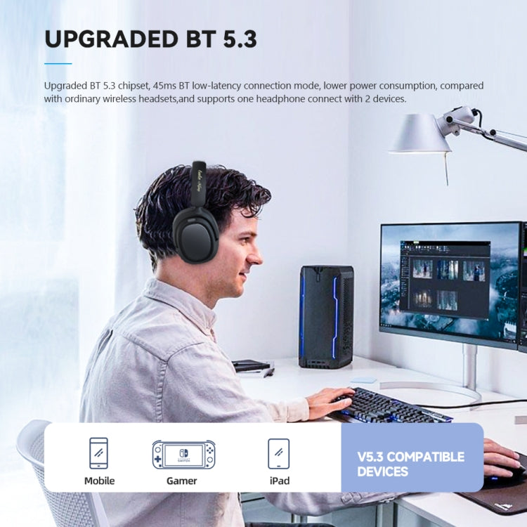 Eking ANC Noise Canceling Wireless Gaming Low Latency Headband Wireless Bluetooth Headphones, With 2.4G, Without 2.4G