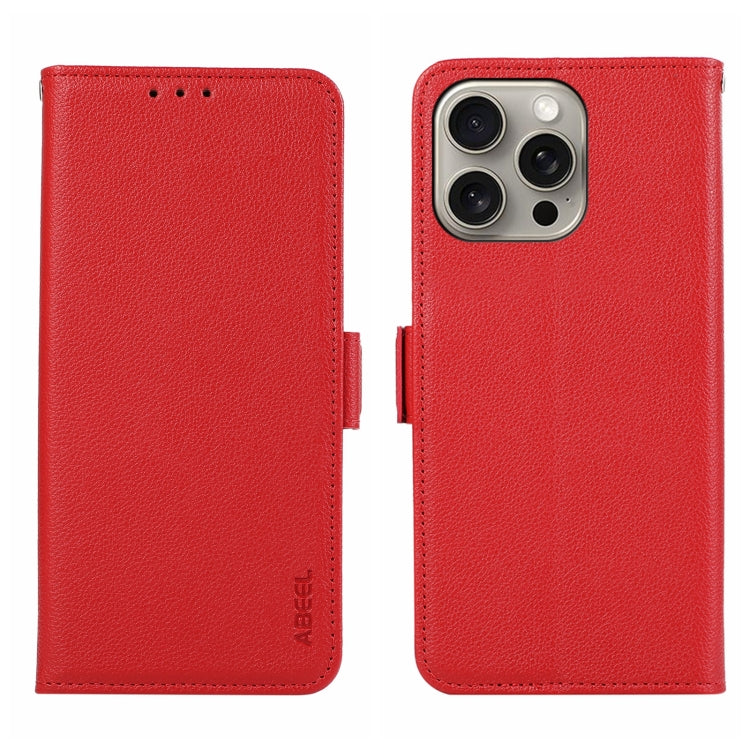 ABEEL Side-Magnetic Litchi Pattern Leather RFID Phone Case, For iPhone 17 Pro Max, For iPhone 17 Pro, For iPhone 17 Air, For iPhone 15 Pro Max, For iPhone 15 Pro, For iPhone 15 Plus