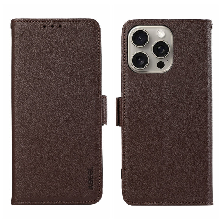 ABEEL Side-Magnetic Litchi Pattern Leather RFID Phone Case, For iPhone 17 Pro Max, For iPhone 17 Pro, For iPhone 17 Air, For iPhone 15 Pro Max, For iPhone 15 Pro, For iPhone 15 Plus