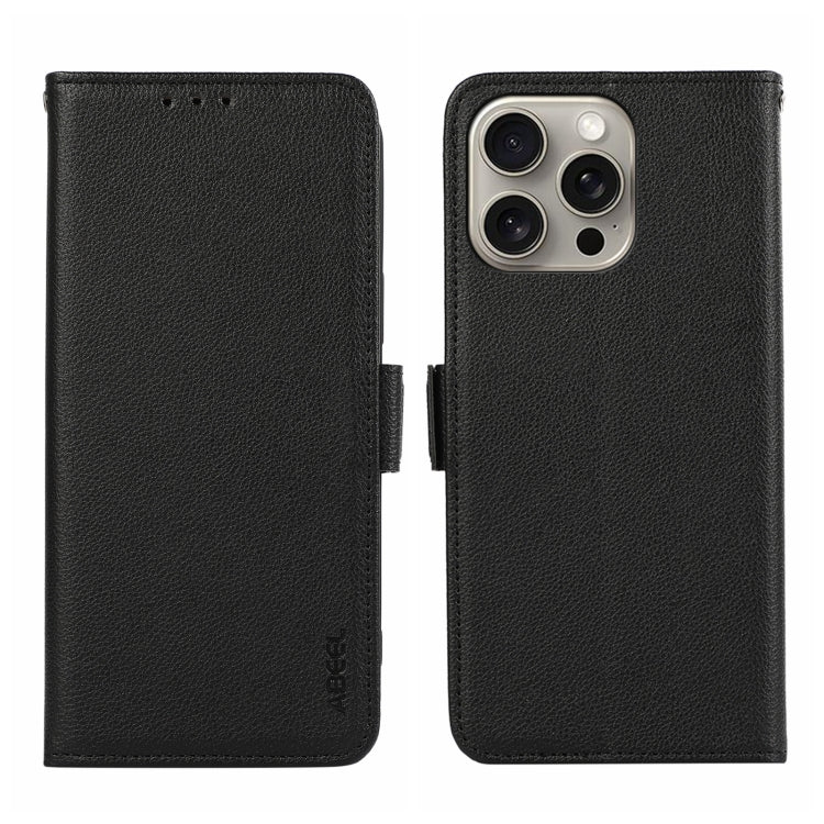 ABEEL Side-Magnetic Litchi Pattern Leather RFID Phone Case, For iPhone 17 Pro Max, For iPhone 17 Pro, For iPhone 17 Air, For iPhone 15 Pro Max, For iPhone 15 Pro, For iPhone 15 Plus