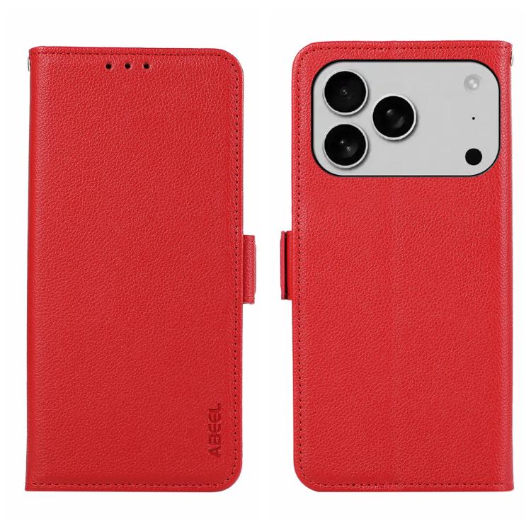 ABEEL Side-Magnetic Litchi Pattern Leather RFID Phone Case, For iPhone 17 Pro Max, For iPhone 17 Pro, For iPhone 17 Air, For iPhone 15 Pro Max, For iPhone 15 Pro, For iPhone 15 Plus