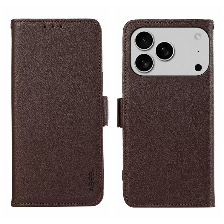 ABEEL Side-Magnetic Litchi Pattern Leather RFID Phone Case, For iPhone 17 Pro Max, For iPhone 17 Pro, For iPhone 17 Air, For iPhone 15 Pro Max, For iPhone 15 Pro, For iPhone 15 Plus