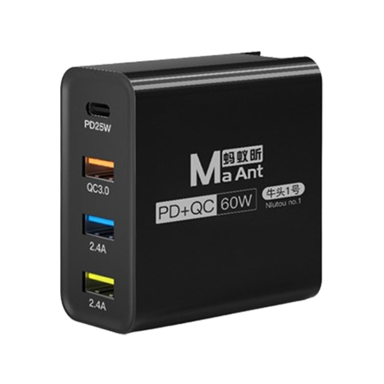 Ma-Ant 60W USB-C/Type-C+3 USB Multi-port Fast Charging Charger, EU Plug, US Plug