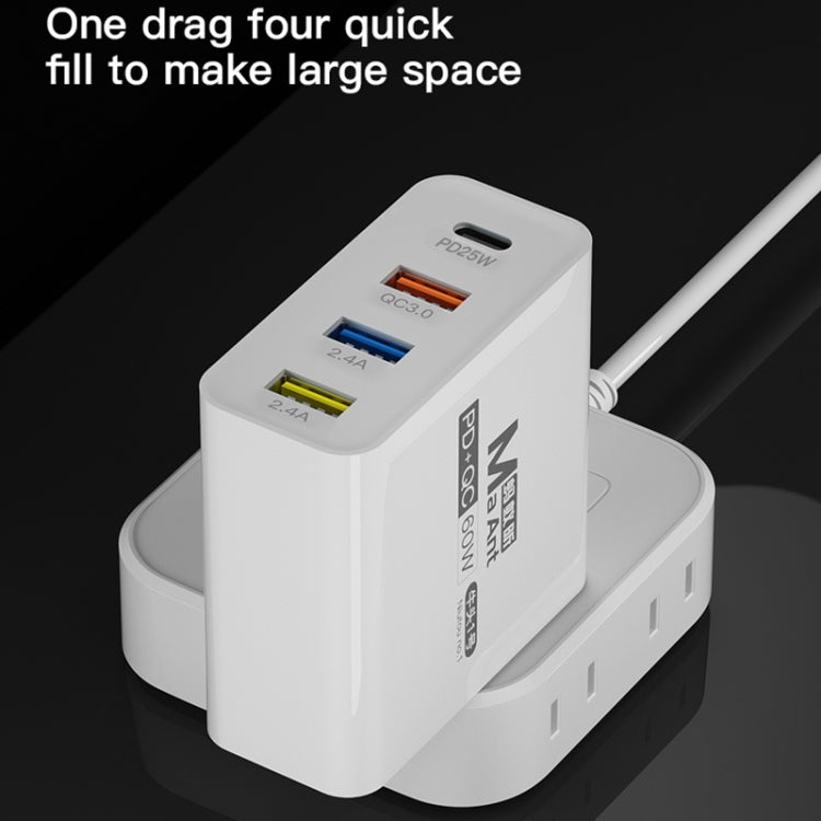 Ma-Ant 60W USB-C/Type-C+3 USB Multi-port Fast Charging Charger, EU Plug, US Plug