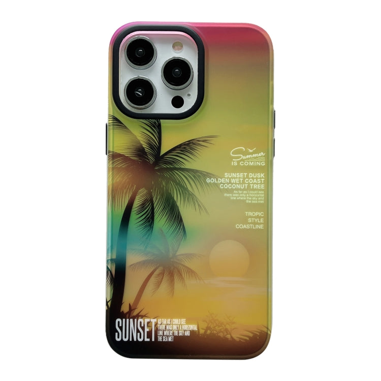 SUNSET Coconut Tree Dual-side Laminating Laser Phone Case, For iPhone 15 Pro Max, For iPhone 15 Pro, For iPhone 15, For iPhone 14, For iPhone 14 Pro, For iPhone 14 Pro Max, For iPhone 13 Pro Max, For iPhone 13 Pro, For iPhone 13, For iPhone 12         ...