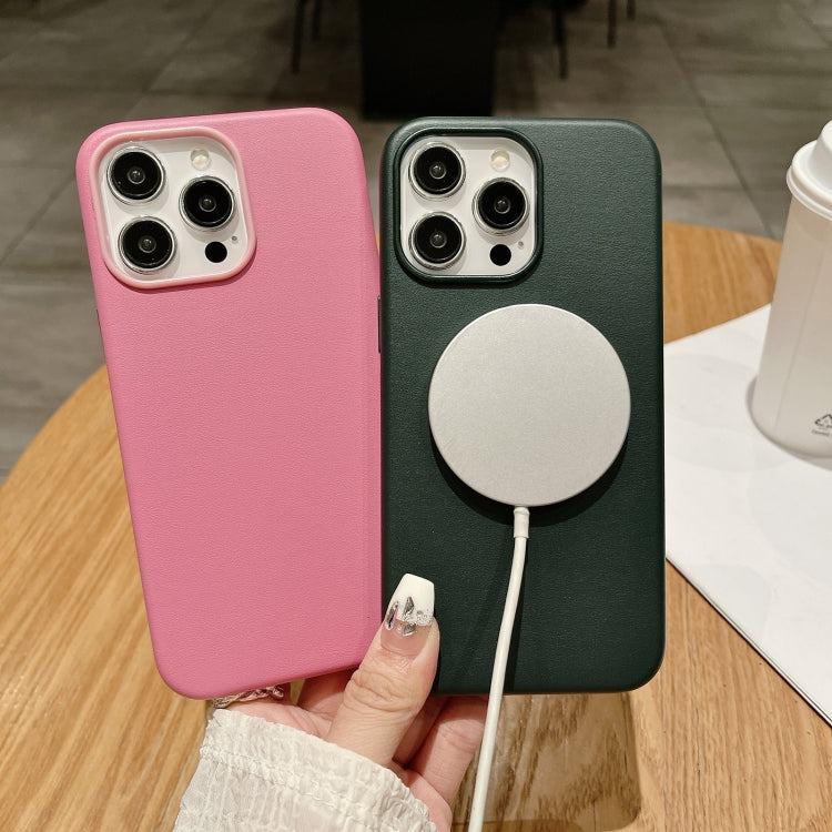 Pure Color Leather Magsafe Magnetic Phone Case, For iPhone 15 Plus, For iPhone 15, For iPhone 14 Plus