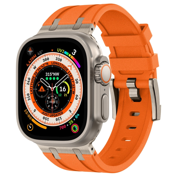 Stone Grain Liquid Silicone Watch Band, For Apple Watch Series 9 45mm, For Apple Watch Ultra 49mm