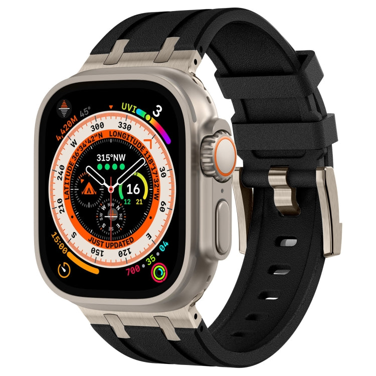 Stone Grain Liquid Silicone Watch Band, For Apple Watch Series 9 45mm, For Apple Watch Ultra 49mm