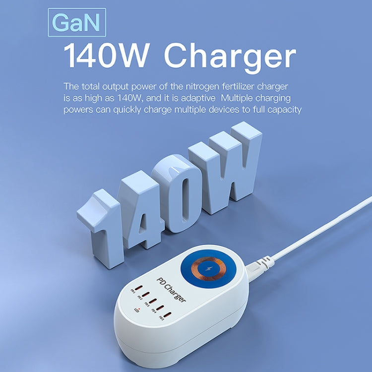 WLX-810C 140W GaN PD Multi-port Charger, Support Wireless Fast Charging, WLX-810C